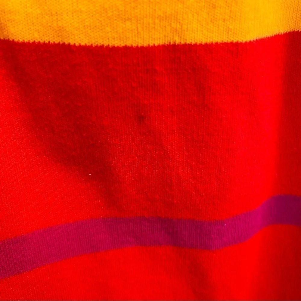 Vintage Adrienne Vittadini sport 100% cotton red multicolor Striped Midi Skirt